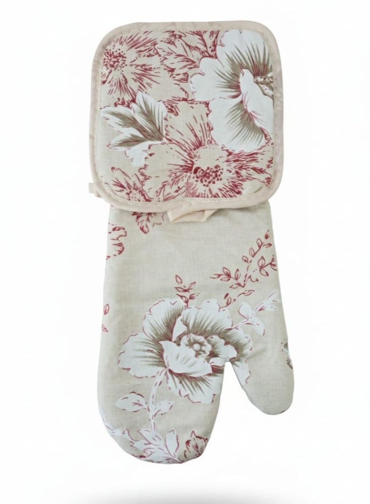 جوانتي وماسك فرن حراري كتان  قطعتين - Image 1